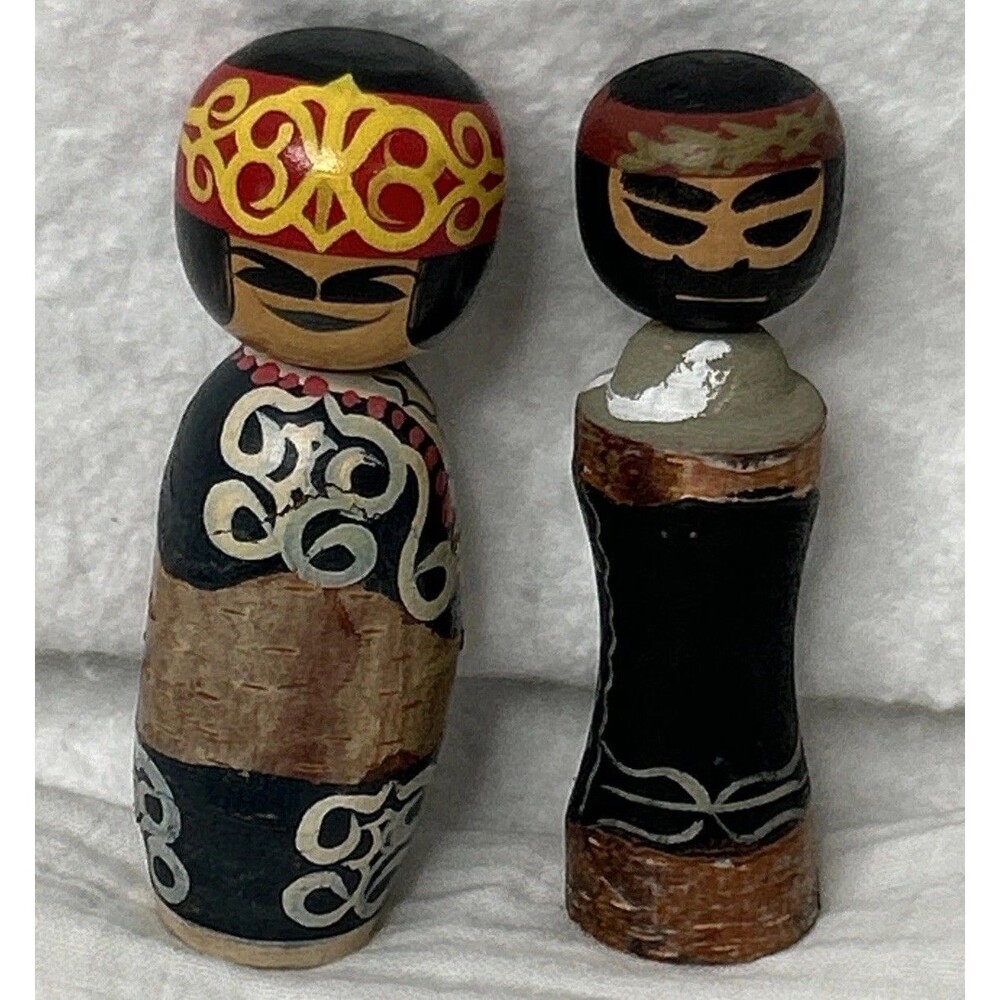Rare Old Sousaku (Creative) kokeshi japanese wooden Set lot 1970 Ainu